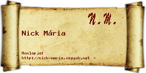 Nick Mária névjegykártya